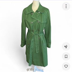Ann Taylor Loft Green Trench Coat Size 14 Vintage